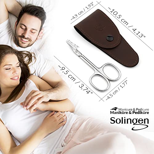 Solingen Cuticle Scissors made in Germany - with Curved Blade - Pedicure Beauty Grooming Kit for Nail, Eyebrow, Eyelash - Brown Tower Point - color: Brown Tower Point