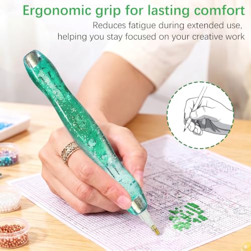 CXJINZE 9 Pcs Plastic 5D Diamond Art Pens Kit with 5 Nibs Stylus Tool,Green - color: Green-9pcs