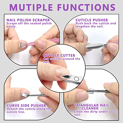 Cuticle Trimmer with Cuticle Pusher and Scissors, Cuticle Remover Professional Durable Pedicure Manicure Tools, Stainless Steel Cuticle Nipper Cutter Clipper for Fingernails and Toenails (Pink) - color: Pink