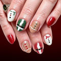 Christmas Press on Nails for Women，Short Oval Fake Nails, 24Pcs - color: Color-35