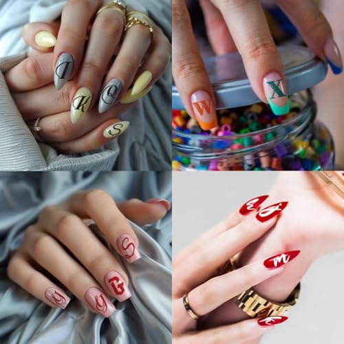 PH PandaHall 3PCS English Letter Nail Stamp Plate Personalized Letter Print Nail Stencils Stainless Steel Nail Template for English Alphabet Number Nail Art Design Image Plate 4.7x2.4 inches