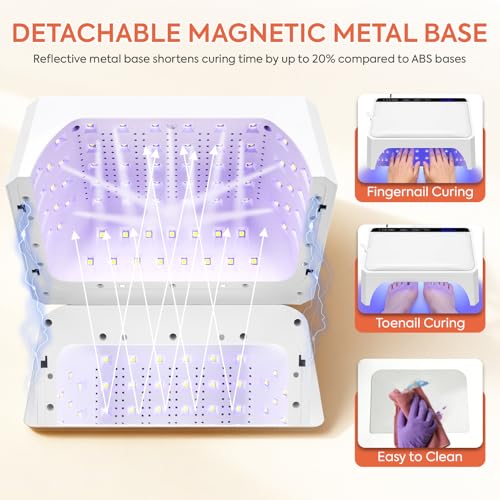 UV LED Nail Lamp, 120W UV Light for Gel Nails with Two-Hand Design - color: White