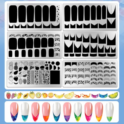 6 Sheets Nail Stamping Plate Basic Design Nail Art Stamp - color: Basic Design