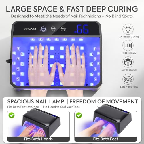 UV Light for Gel Nails, 120W UV LED Nail Lamp with Two-Hand Design - color: Black