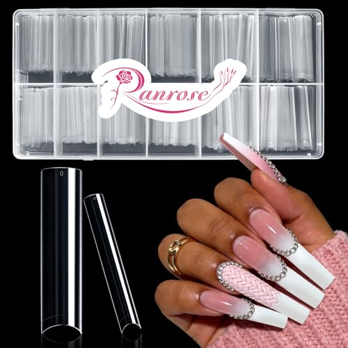 Ranrose 600PCS XXXL Clear Nail Tips, Half Cover for Acrylic Nails - color: XXXL Clear Square Half Cover Nail Tips