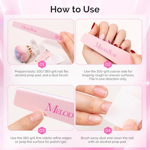 MelodySusie 10Pcs 100/180 Grit Nail Files Emery Boards Set Pink - size: 10Pcs Mix Shape