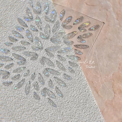 5D Embossed Nail Stickers, Premium Salon-Quality Self-Adhesive 3D Nail Art Decals, Refined Classic Designs for Easy DIY Manicure (Glass Wing) - color: Glass Wing