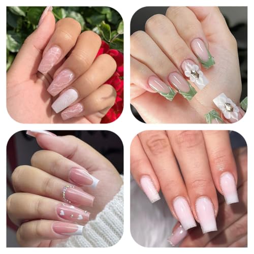 Luckyfairy Coffin Nails Tips-15 Sizes Pre-buff Matte Full Cover Gel Nail Tips 360pcs Medium Clear Coffin False Acrylic Nail Tips for Nail Extensions DIY Art