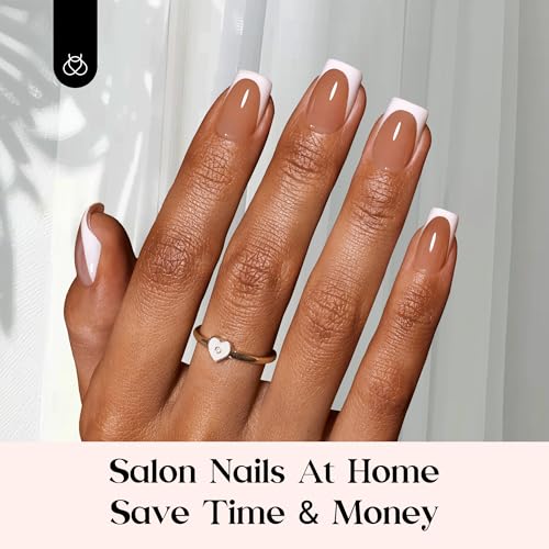 Beetles French Tips Press On Nails- 224 Pcs Short Squoval Nails, Brown - color: 4 - Brown French - S - 02