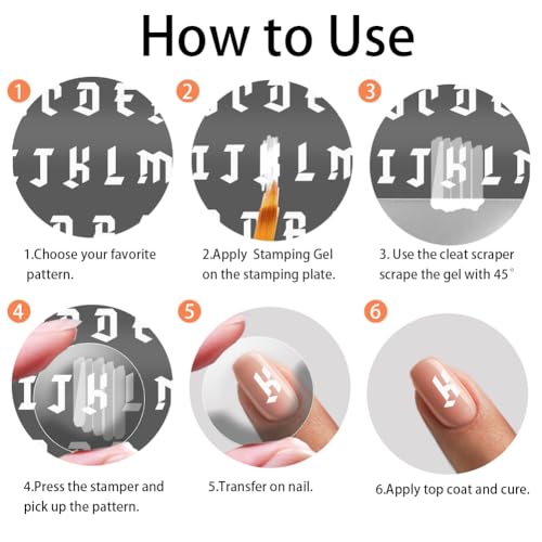 PH PandaHall 3PCS English Letter Nail Stamp Plate Personalized Letter Print Nail Stencils Stainless Steel Nail Template for English Alphabet Number Nail Art Design Image Plate 4.7x2.4 inches