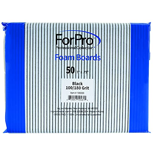 ForPro Foam Board Nail Files, 50-Count, 100/180 Grit, Black - size: 50 Count (Pack of 1)