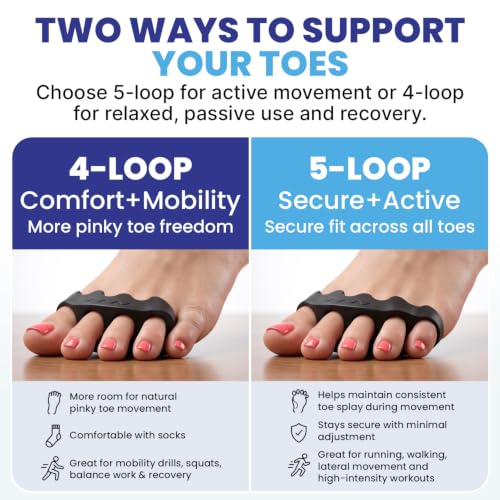 Spacer Mobility Toe Spacer, 4-Loop Silicone Toe Separators for Men & Women - size: 4-Loop