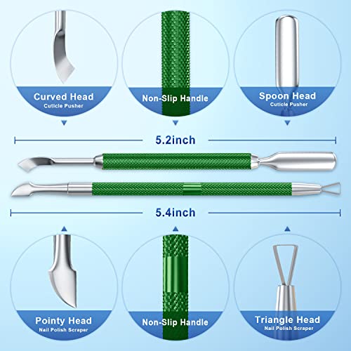 2PCS Dark Green Cuticle Pusher Tool and Scraper Nail Pusher - color: Dark Green