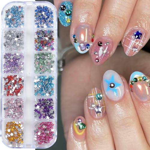 Colorful Star Nail Charms 3D Mini Nail Art Rhinestones Bedazzling Kit - color: Color-10