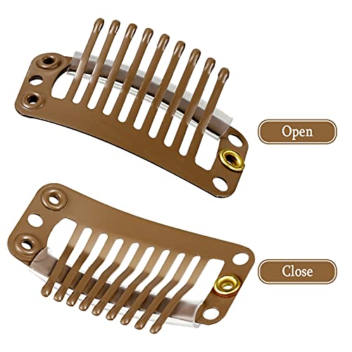 WILLBOND 30 Pcs Wig Clips Hair Extensions, 9-Teeth 32 Mm, Light Brown - color: Light Brown
