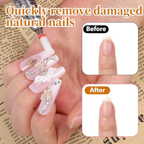 6Pcs Ceramic Nail Drill Bits, 3/32 Inch Ceramic Drill Bit for Nails