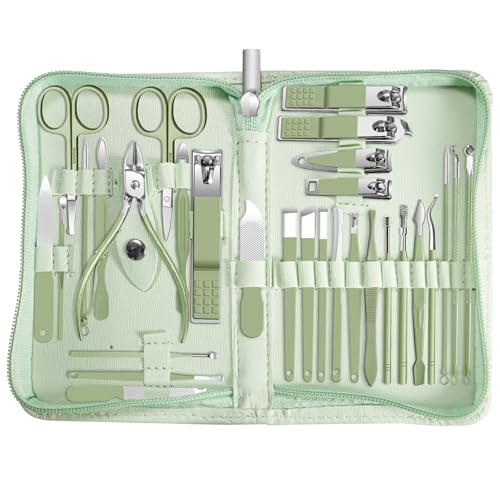 Manicure kit Professional Nail Clippers Pedicure Kit,30 Pcs Stainless Steel - color: 30 in 1 Green
