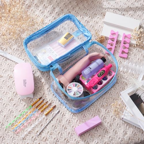 Nail Kit for Beginners with Everything- Practice Hand & Storage Gift Bags - color: Blue