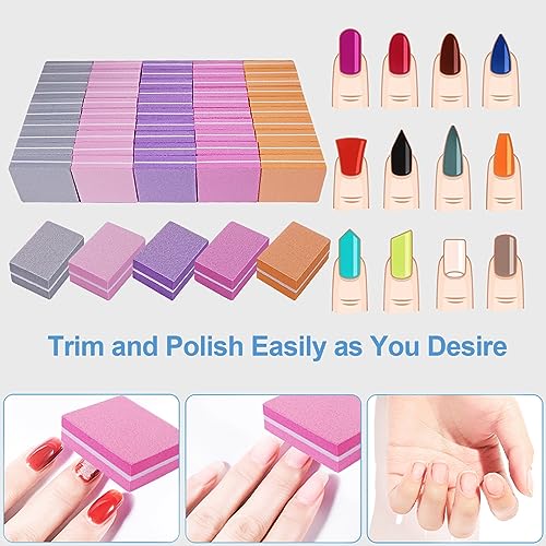Nail Buffers (50 Pack), Mini Buffer Block Nail File for Acrylic Nails and Natural Nails, 100/180 Grit Nail Buffer Block Bulk Buffing Blocks for Nail Buff Professional Manicure File Blocks Mix Color - size: 50 Pcs Mini 100/180 Grit Mix Color