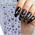 6Pcs Halloween Nail Stickers 5D Spider Web Cat Ghost Flower Design Sticker - color: Style 3