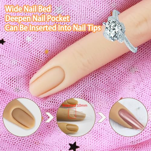 Silicone Practice Fingers for Acrylic Nails, Bendable Silicone Fake Finger to Practice Fake Nails, Soft Nail Training Finger Flexible Practice Nail Finger Hand for DIY Nails(Color 1) - color: 1# Silicone Finger
