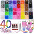 40000 PCS Rhinestone Bedazzling Kit with 3 B7000 Glues, 40 Colors 3mm Flatback Resin Gems for Crafts, Shoes, Clothes, Tumblers, Nail Art DIY