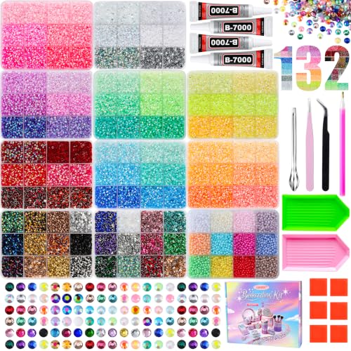 99000Pcs Resin Jelly Rhinestones Bedazzling Kit with 11 Boxes