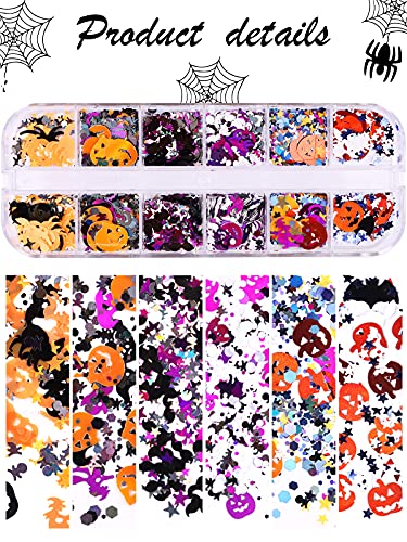 EBANKU Halloween Nail Glitter 2 Boxes Halloween Confetti Pumpkin Witch - color: Halloween - 2P C