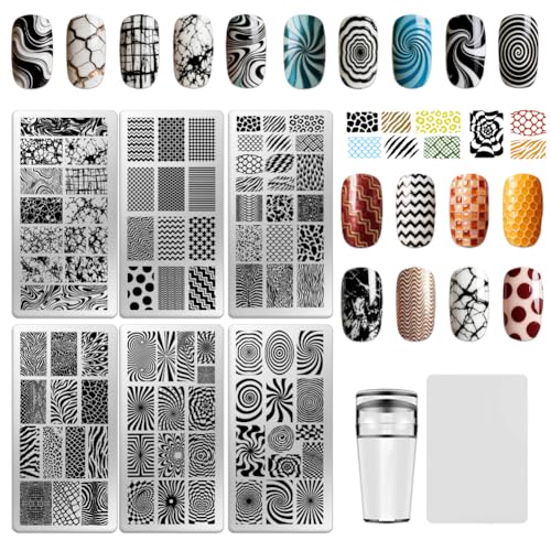6 Sheets Nail Stamping Plate Elegant Textures Nail Art Stamp - color: Elegant Textures