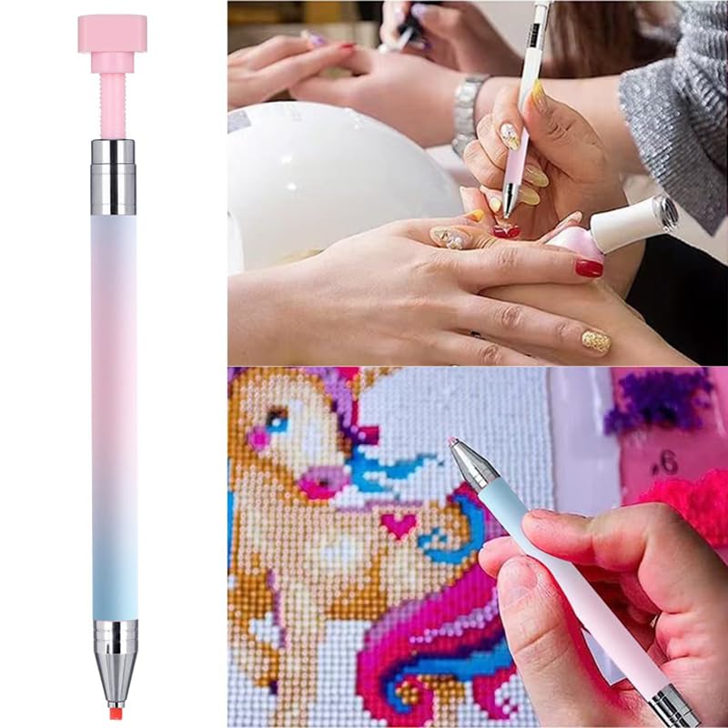 Rhinestone Picker Tool, Refillable Wax Pen with 1 Additional Pack of Wax Refills, Rhinestone Pickup Pen for Diamond Art Painting and Nail Art Design