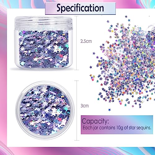 Laza 10g Stars Glitter Confetti Shiny Five-Angle Star False Nail Sequins - color: Holographic Star