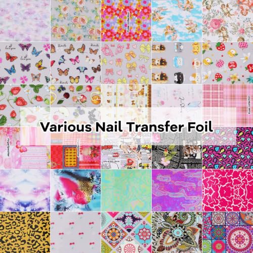 300 Sheets Nail Foil Transfer Sheets Flower Lace Leopard Aurora Nail Foils