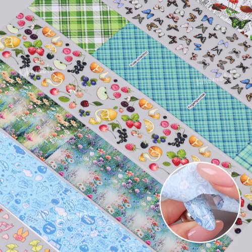 300 Sheets Nail Foil Transfer Sheets Flower Lace Leopard Aurora Nail Foils