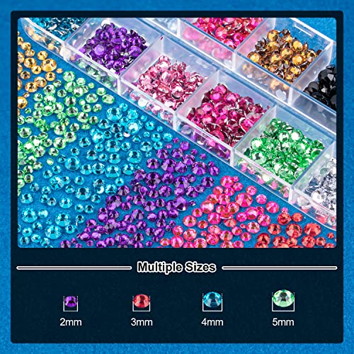 Nail Art Rhinestone Glue Gel&Flatback Gems Accessories Kit, 1 Tube of 15ml Rhinestone Gel Glue(UV/LED Needed)+1 Box of Flat-Back Round Mixed Color Gemstones with Pickup Pencil and Tweezer - color: 04 Multicolored, size: 1 pack