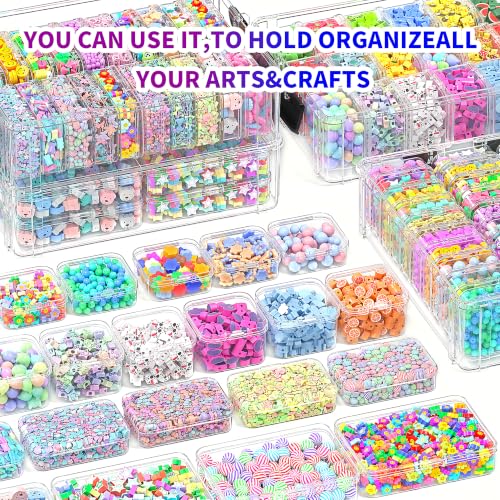Bead Storage Organizer, 76 Small Containers and Lids, 4 Sizes - size: 4-Tier 8XL+20L+18M+30S