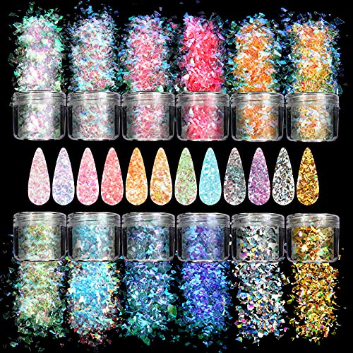 Allstarry 12 Colors Mermaid Nail Chunky Glitter - color: Mermaid Glitter