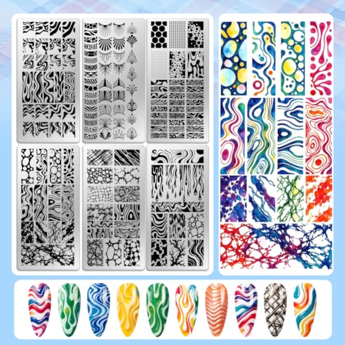 6 Sheets Nail Stamping Plate Basic Patterns Nail Art Stamp - color: Basic Patterns
