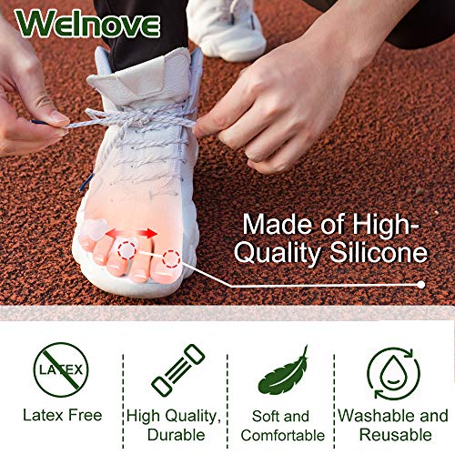 Welnove Gel Toe Separator, Pinky Toe Spacers, Little Toe Cushions, Small Toe Sleeves for Preventing Rubbing & Reducing Pressure (Pack of 12, Transparent) - color: Transparent