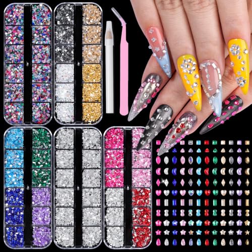 9000Pcs Mini Colorful Rhinestones for Nails Art Flatback Crystal Nail Gems - color: Mini-Multishape