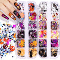 24 Grids Halloween Nail Glitter Kalolary Nail Art Sequins - color: Halloween A