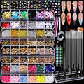 Teenitor Nail Kit with Nail Charms And Gems, Nail Art Brushes Nail Stand - color: Black