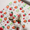 1 Sheet 5D Embossed Strawberry Nail Stickers Red Strawberry Jelly Nail Art Stickers Fruit Nail Decals Cute Red Strawberries Design Strawberries Nails Supplies for Women Summer Manicure Decor Supplies - style: strawberry