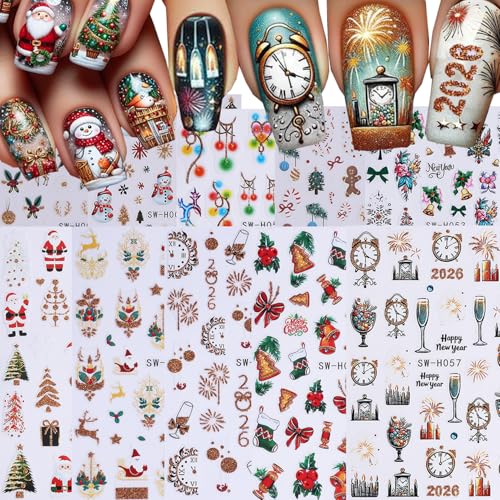 10 Sheets Christmas Nail Stickers for Nail Art,3D Self-Adhesive Nail Decals - color: Christmas