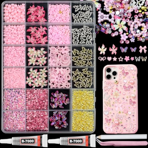 Pink Bedazzler Kit with Rhinestones Flatback Pearls Gems for Crafts - color: 10-Colorful