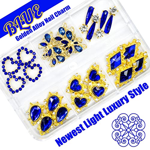 24pcs Blue Nail Rhinestones Luxury Nail Charms Sapphire Heart Charms for Nails 3D Big Royal Blue Nail Gems Crystals Diamonds Jewelry Stones Alloy Nail Art Studs Nail Art Decor for Arylic Nails Crafts - color: Luxury Charms - Blue, size: 1 Box