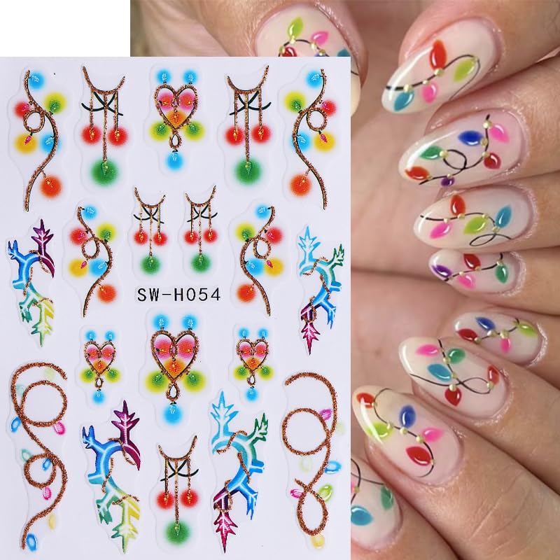 10 Sheets Christmas Nail Stickers for Nail Art,3D Self-Adhesive Nail Decals - color: Christmas