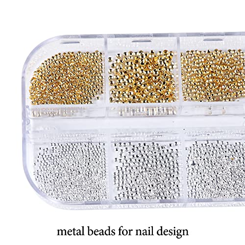 Fcozpjk 3D Metal Nail Charms Gold Silver Nail Beads Decorations - color: Beads