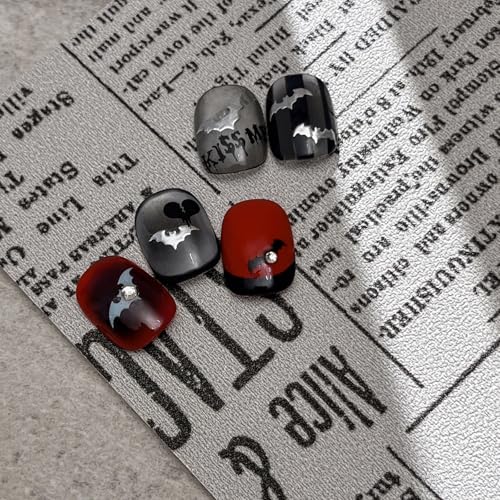 Halloween Nail Stickers for Nail Art Charm Rhinestone Bat Nail Art Stickers Holiday Cute 5D Embossed Black Nail Decals Self-Adhesive Nails Supply Manicure Sliders for Nails Decoration - color: Halloween Style16