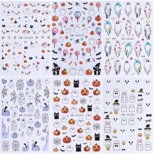 Halloween Nail Art Stickers Decals Spooky Holiday Nail Decals - color: Multicolor-01