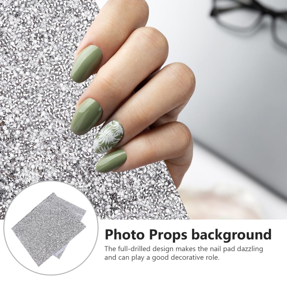 Silver Nail Art Mat Rhinestone 15.74 X 9.44 X 0.11 in